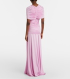 Self-Portrait Caped ruched jersey maxi dress