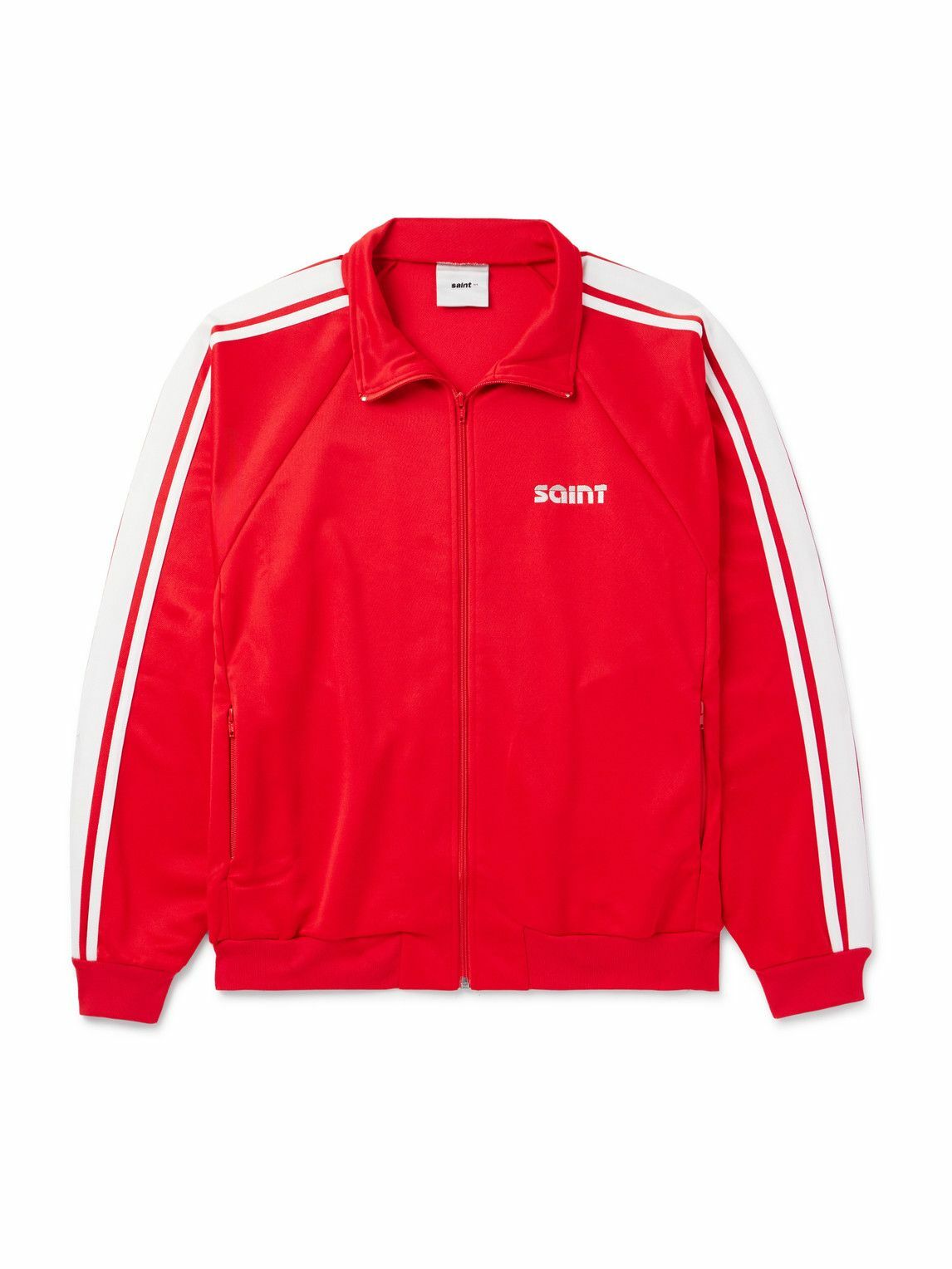 SAINT Mxxxxxx - Logo-Embroidered Striped Jersey Track Jacket - Red
