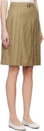 Youth Beige Pleated Midi Skirt