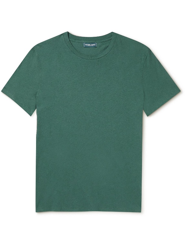 Photo: Frescobol Carioca - Lucio Cotton and Linen-Blend Jersey T-Shirt - Green
