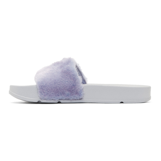 Baja East Purple and Grey Fila Edition Shearling Drifter Slides