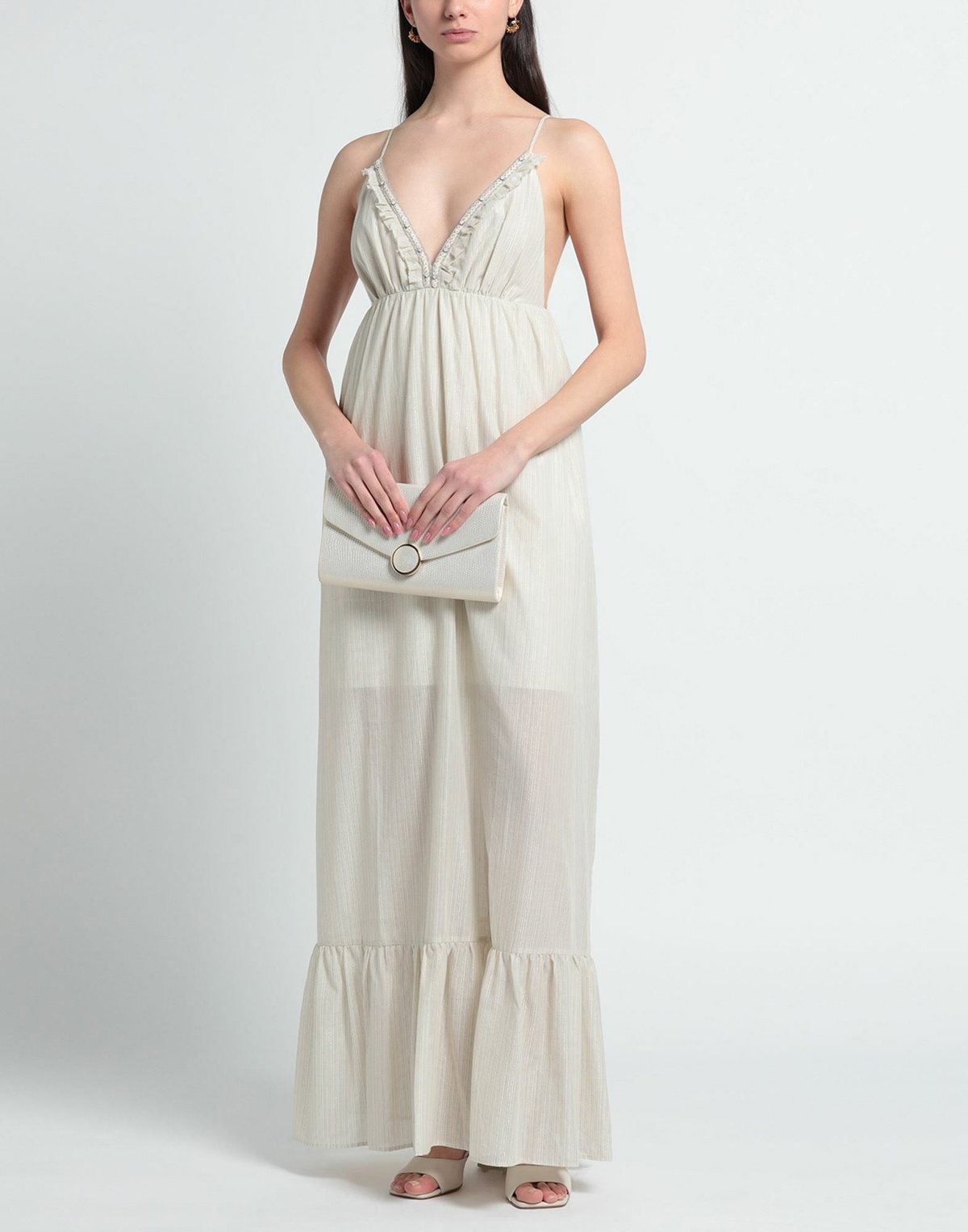 Manila Grace Womens Maxi dress in Beige