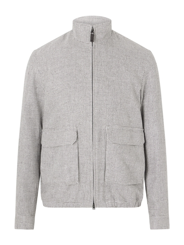 Photo: Herno - Houndstooth Linen-Blend Bomber Jacket - Gray