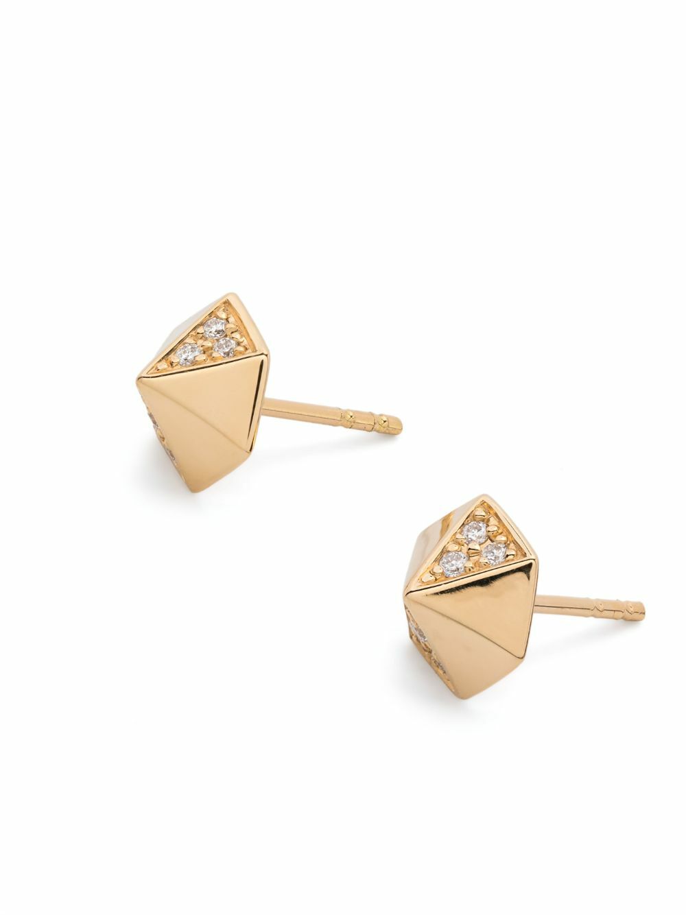 Harwell Godfrey 18K Yellow Gold Pyramid Diamond Stud Earrings