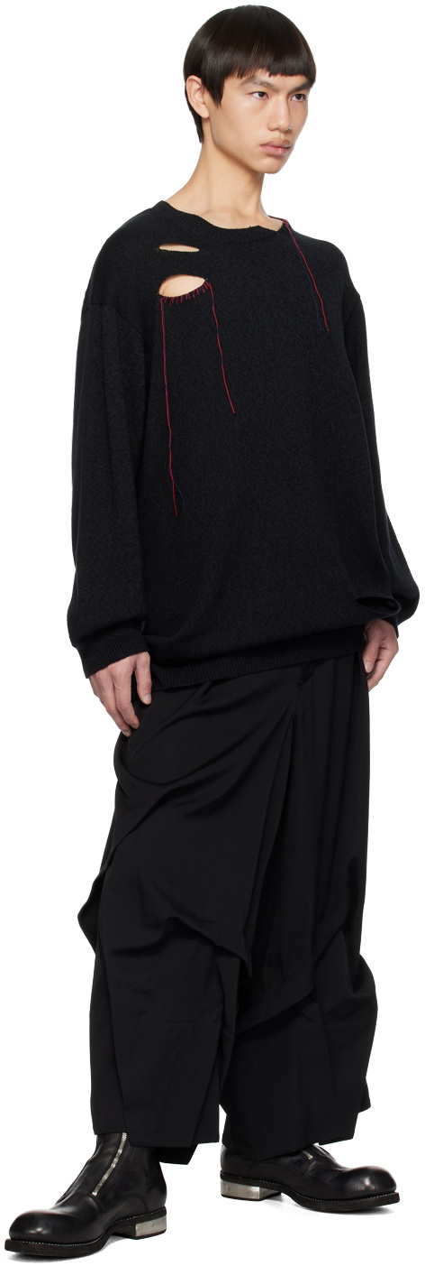 Yohji Yamamoto Black Embroidered Sweater