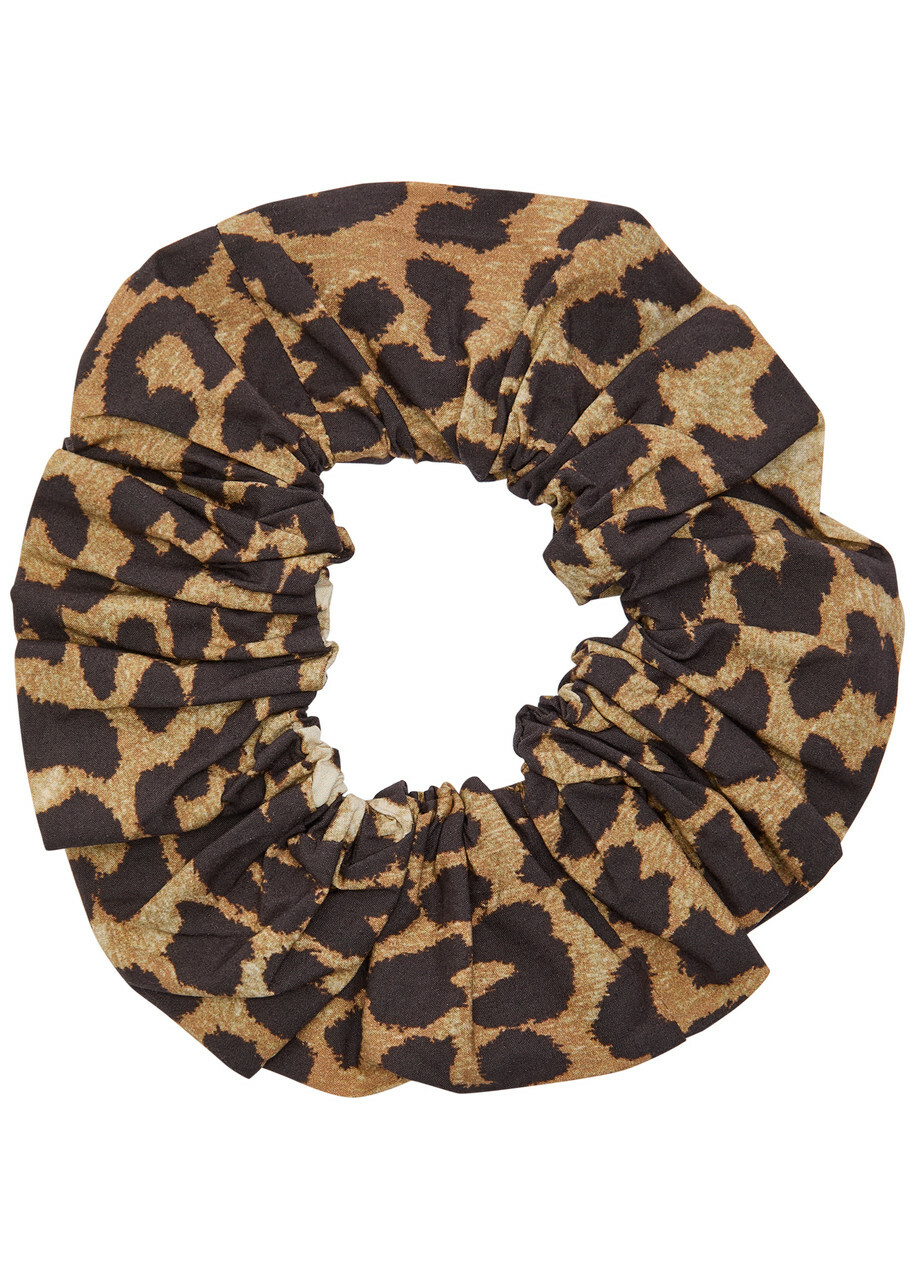 Ganni Leopard-print Nylon-blend Scrunchie - One Size