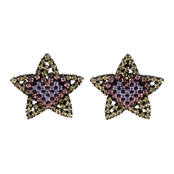 Photo: Ashley Williams Black and Yellow Star Heart Clip-On Earrings