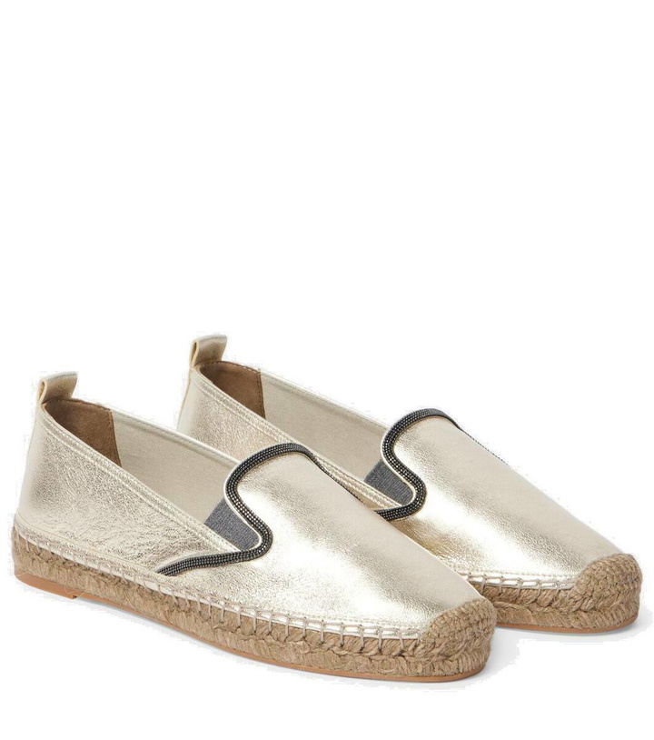 Photo: Brunello Cucinelli Monili-embellished leather espadrilles