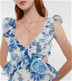 SIR Floral cutout cotton and silk maxi dress
