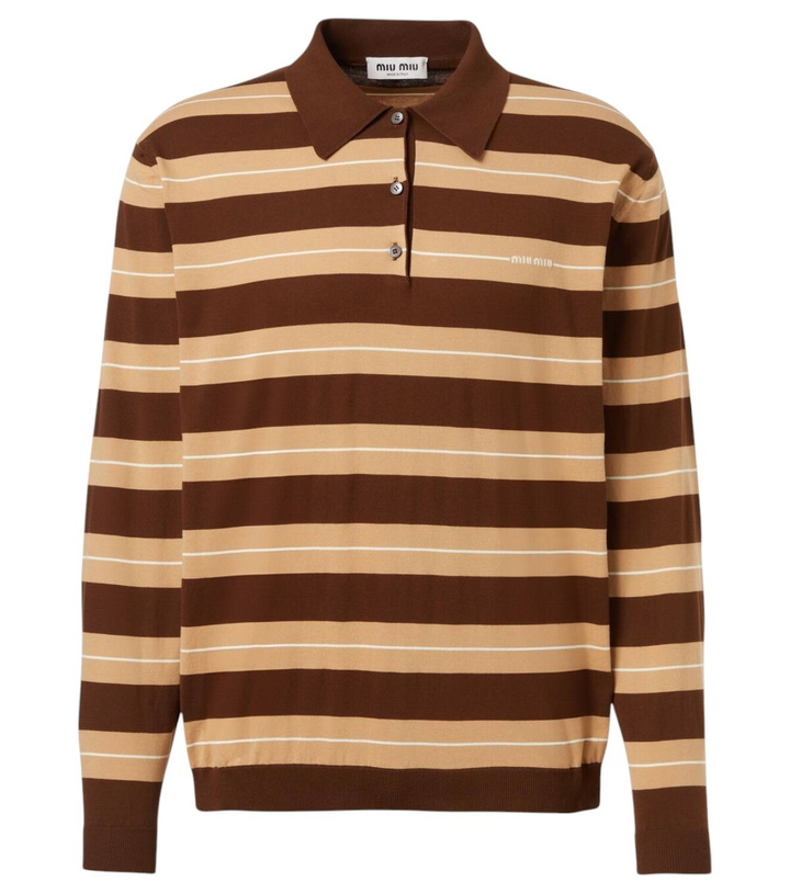 Photo: Miu Miu Knitted striped cotton polo sweater