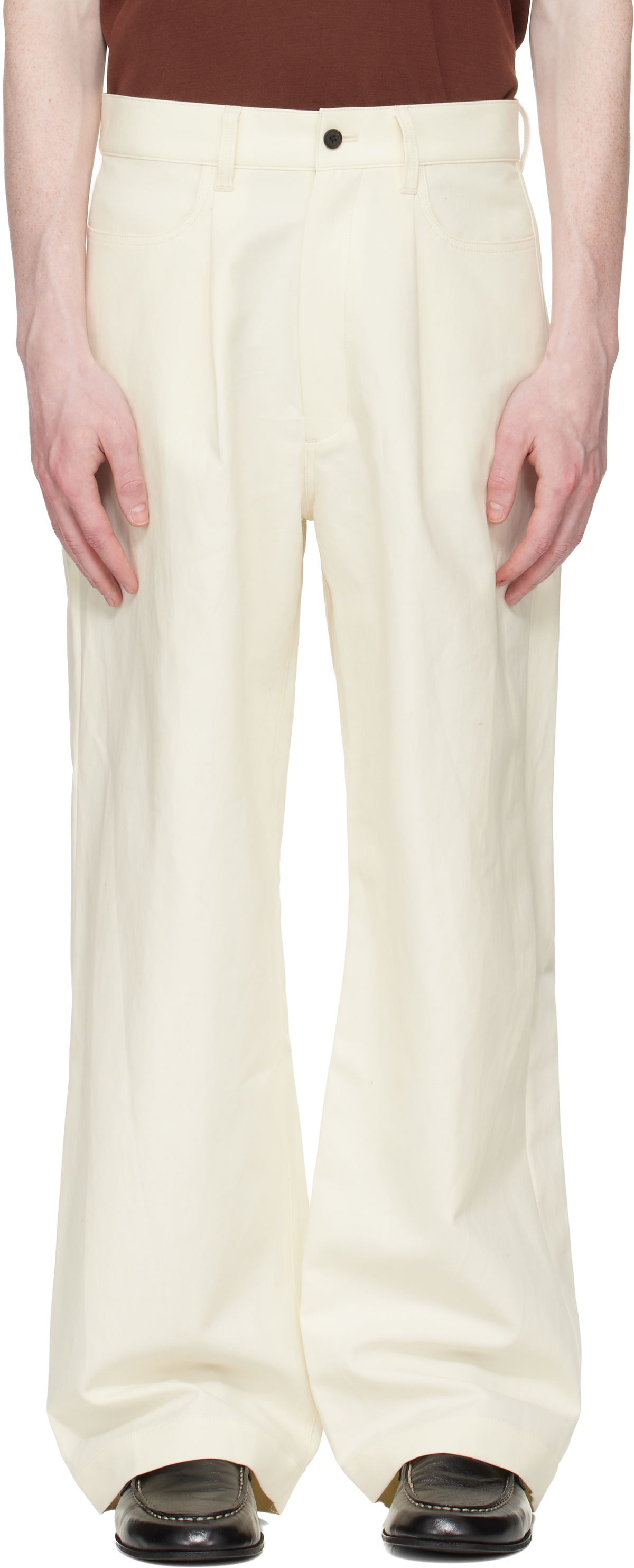 stein Khaki Sulfur Dyed Oxford Vintage Wide Trousers stein
