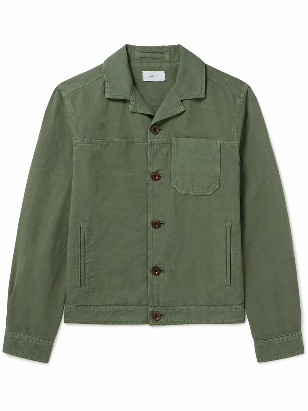 Photo: Mr P. - Camp-Collar Garment-Dyed Cotton and Linen-Blend Jacket - Green