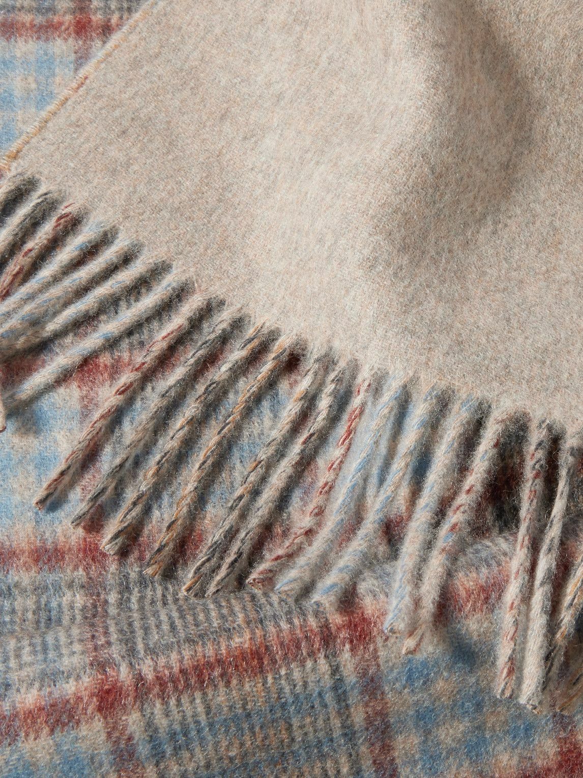 Johnstons of Elgin - Fringed Checked Cashmere Scarf