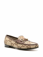 Gucci Brown Jordaan Maxi GG Canvas Loafers
