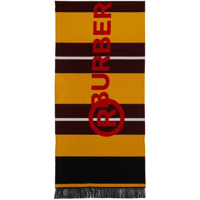 Photo: Burberry Burgundy and Yellow Striped Jacquard Scarf