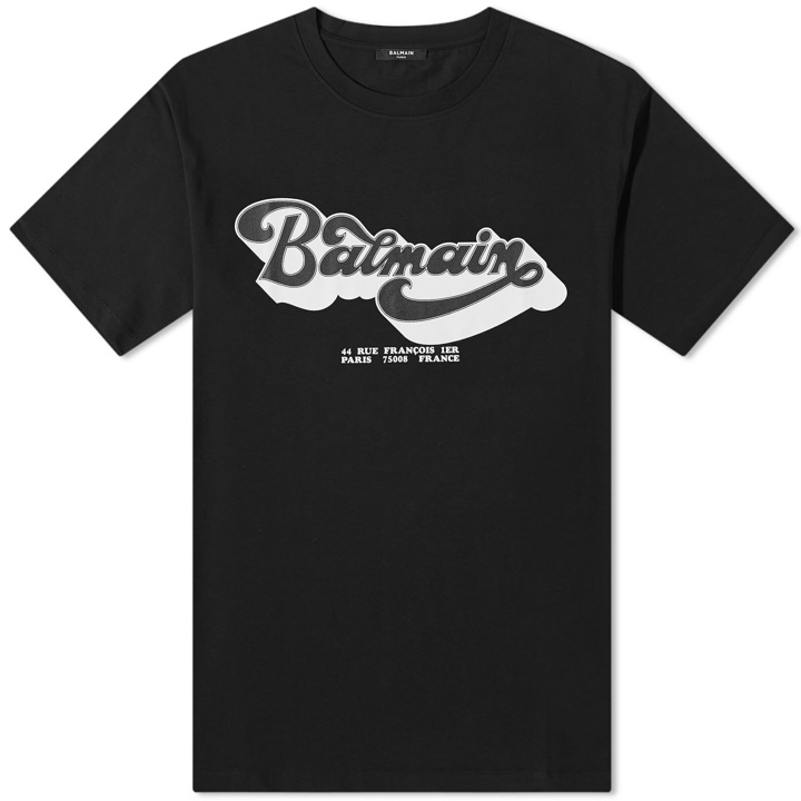 Photo: Balmain Men's 70s Logo T-Shirt in Black/White