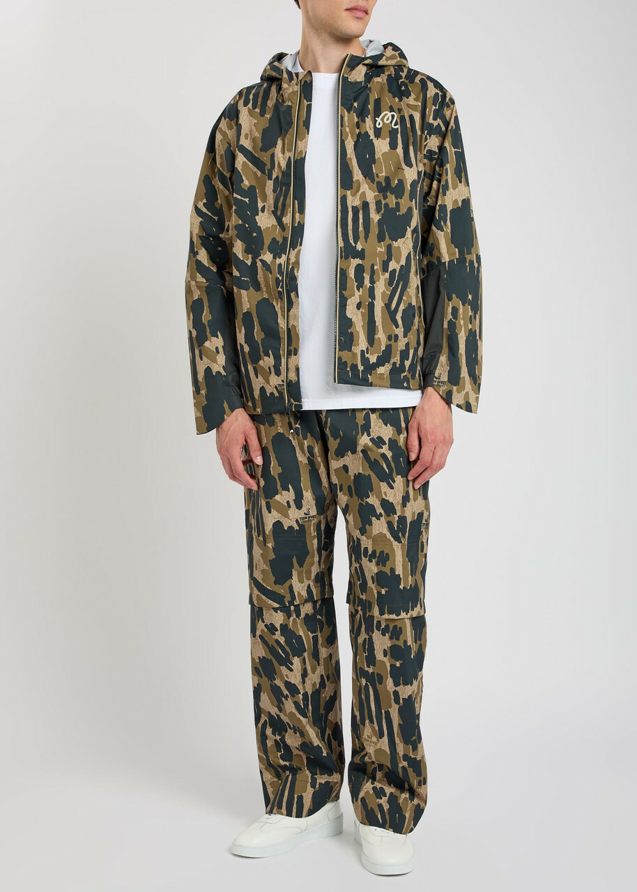 Malbon Tour Divot Waterproof Camouflage Hooded Nylon Jacket Multicoloured