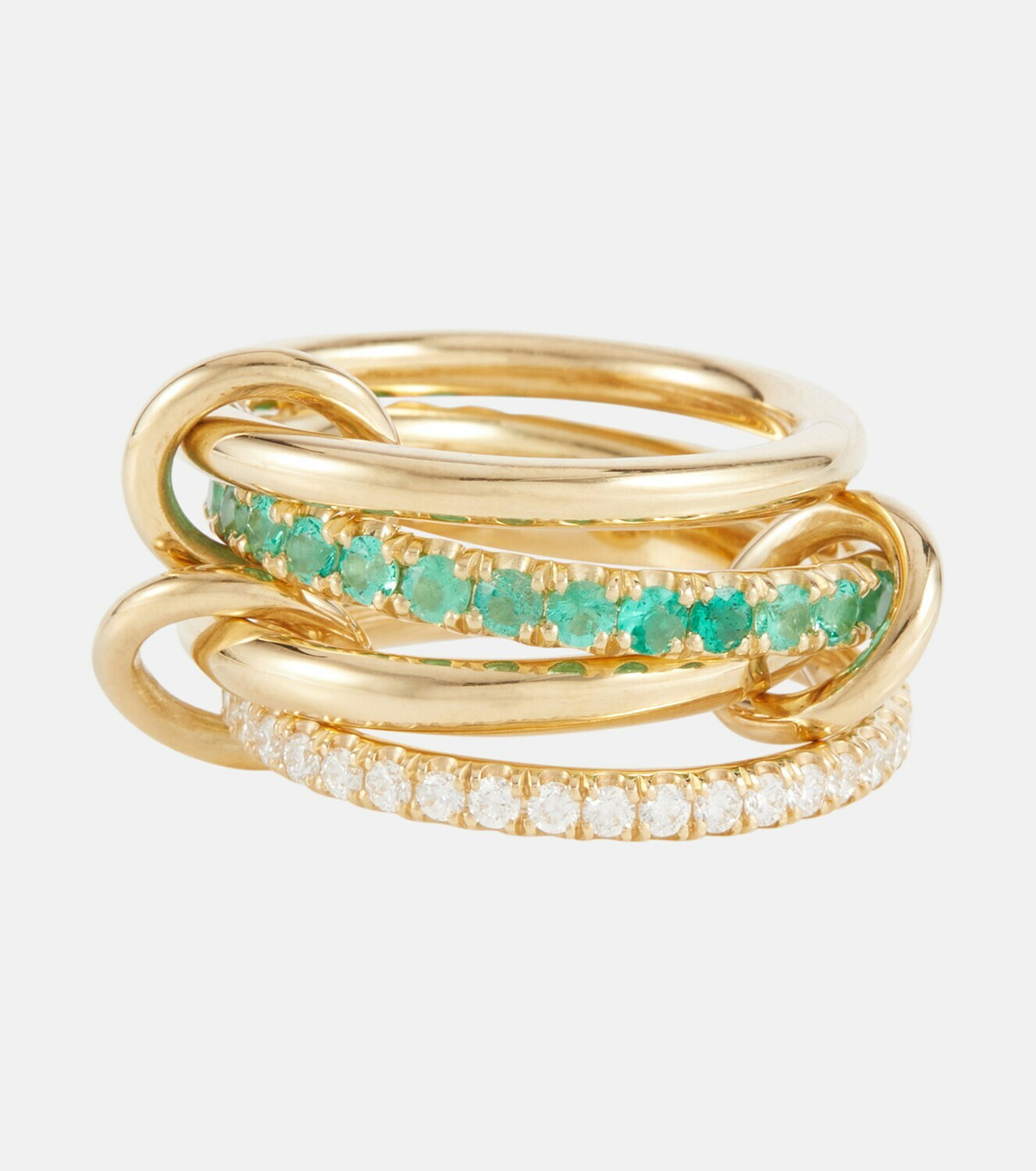 Spinelli Kilcollin - Halley set of four 18kt gold rings with emeralds and diamonds
