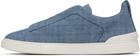 ZEGNA Blue Triple Stitch Sneakers