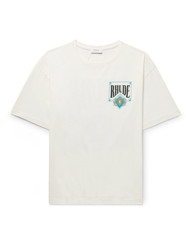 Photo: Rhude - Printed Cotton-Jersey T-Shirt - White