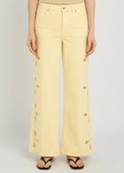 Good American Embroidered Wide-leg Denim Jeans Yellow