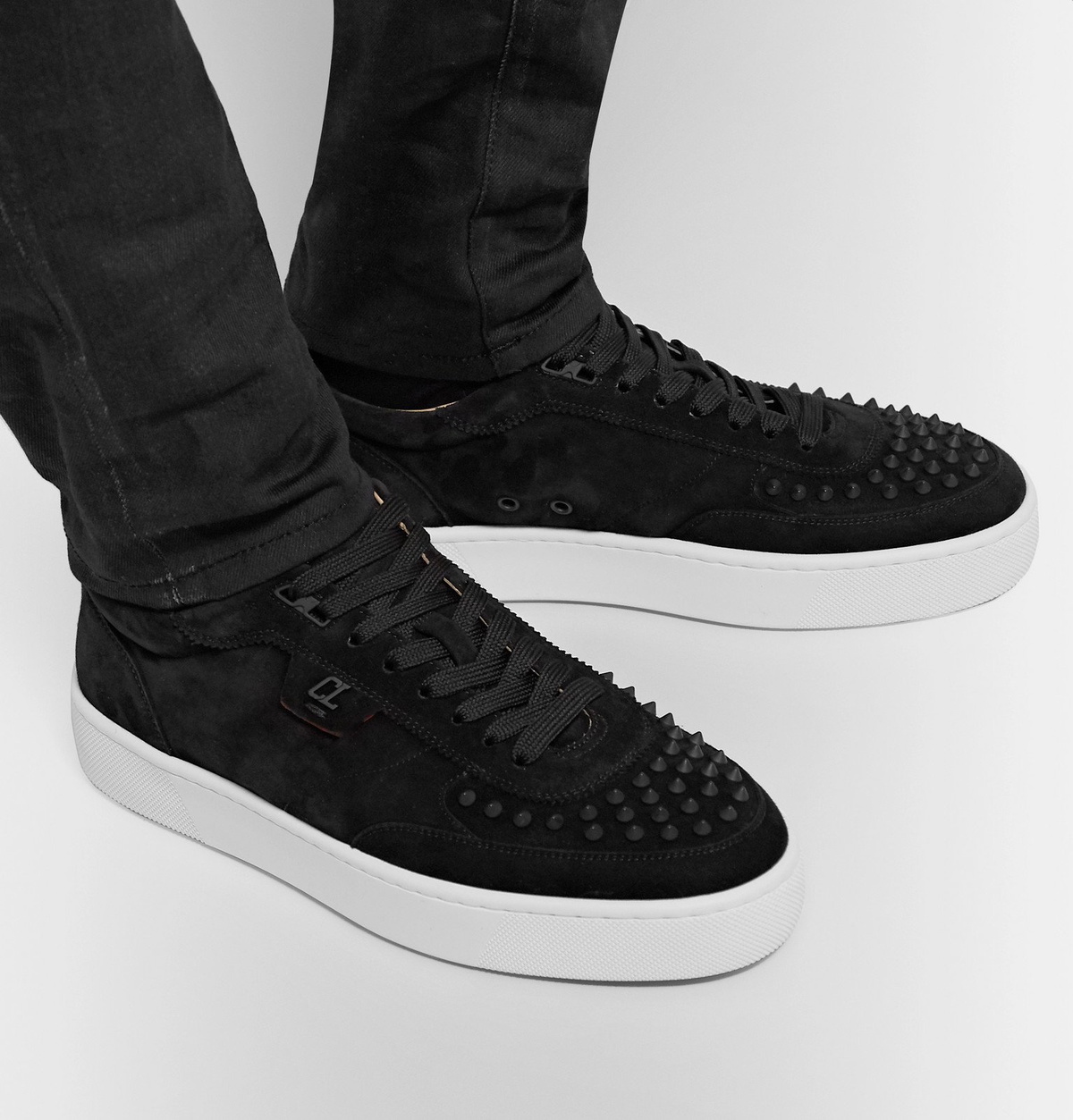 Happyrui Spikes Suede Sneakers in Black - Christian Louboutin