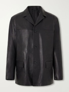 YOKE - Panelled Leather Jacket - Black