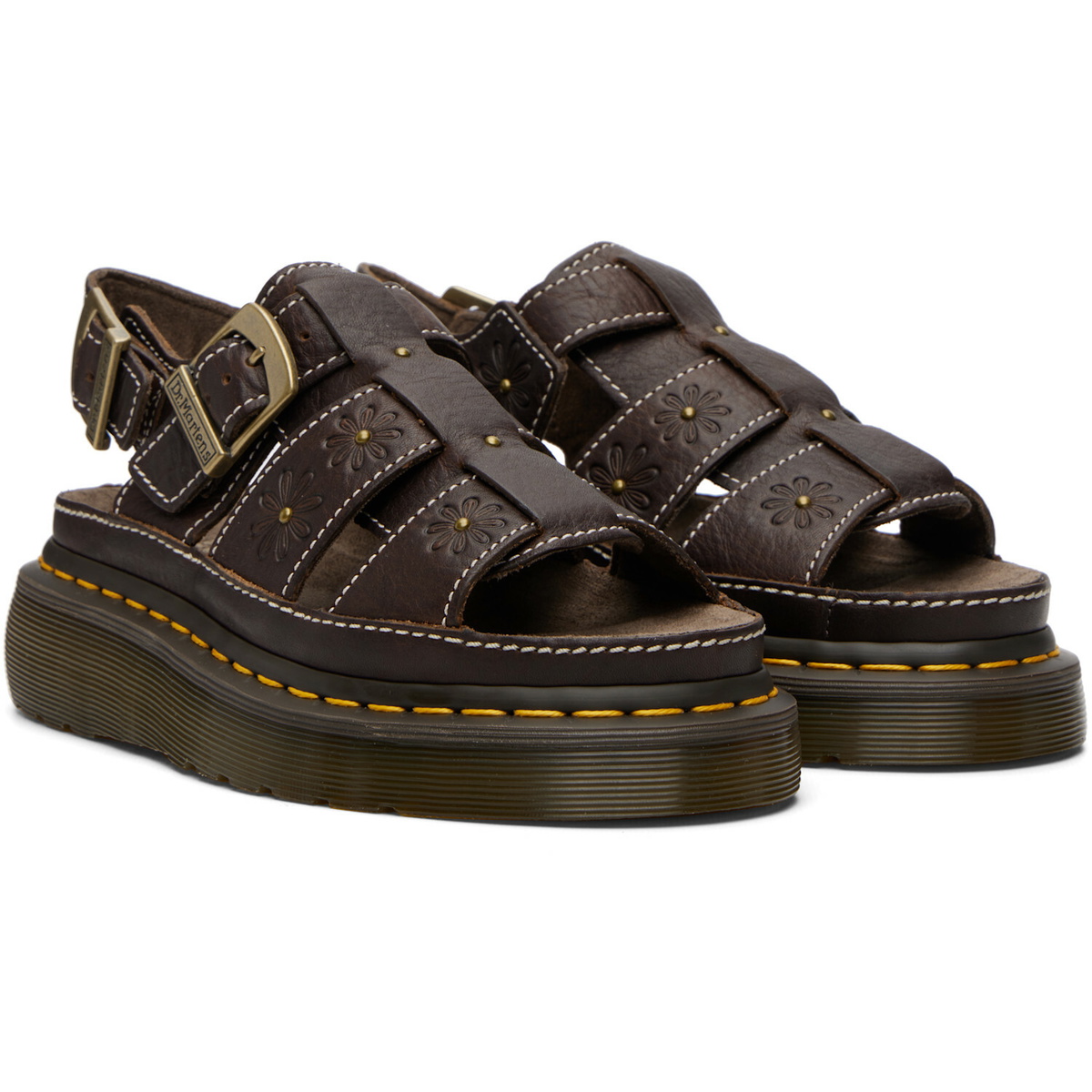 Dr. Martens Brown Wrenlie Grizzly Fisherman Platform Sandals
