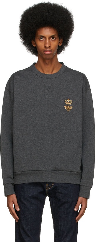 Photo: Dolce & Gabbana Grey Embroidered Sweatshirt