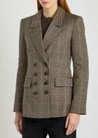 Veronica Beard Claude Dicky Plaid Stretch-wool Blazer Brown