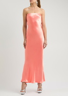 Bec & Bridge Moon Dance Strapless Satin Maxi Dress Coral