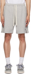 Palm Angels Gray Embroidered Shorts