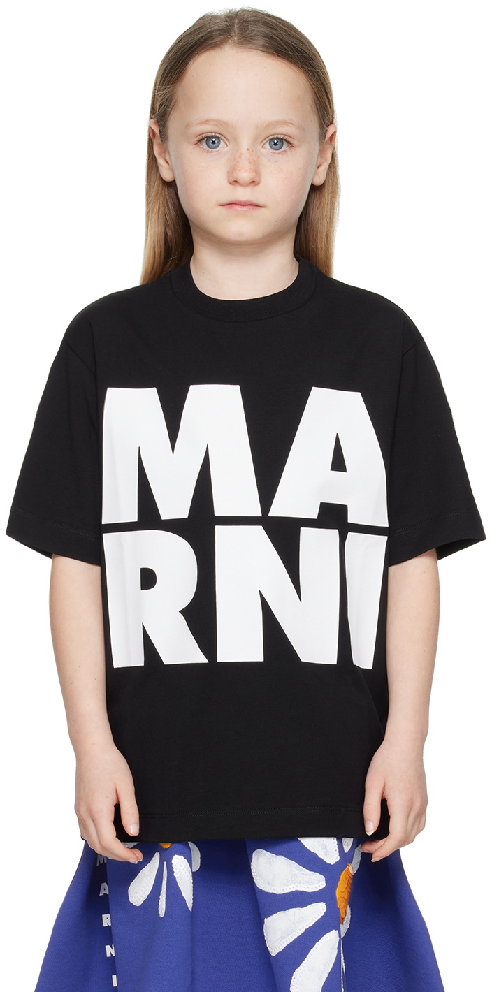 Marni Kids Black Printed T-Shirt Marni