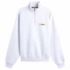 Jacquemus Men's Grosgrain Zip Sweatshirt in Grey