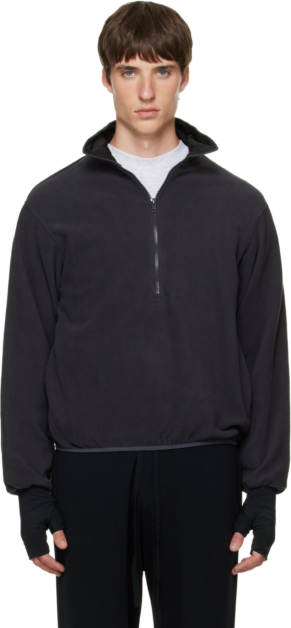 Entire Studios Black Shell Fleece Sweatshirt