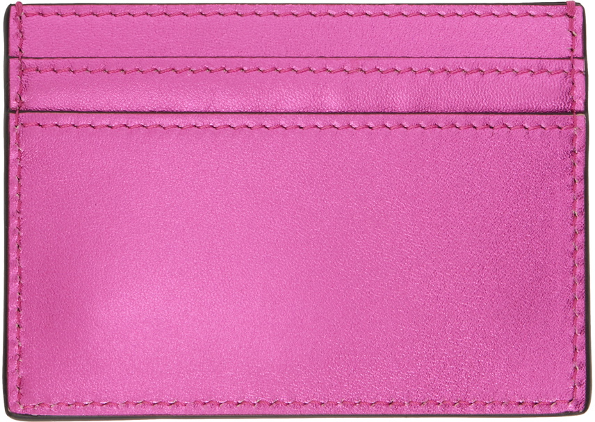 Moschino Pink Lettering Logo Foiled Card Holder