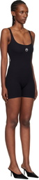 Marine Serre Black Moon Logo Ribbed Jersey Short Jumpsuit