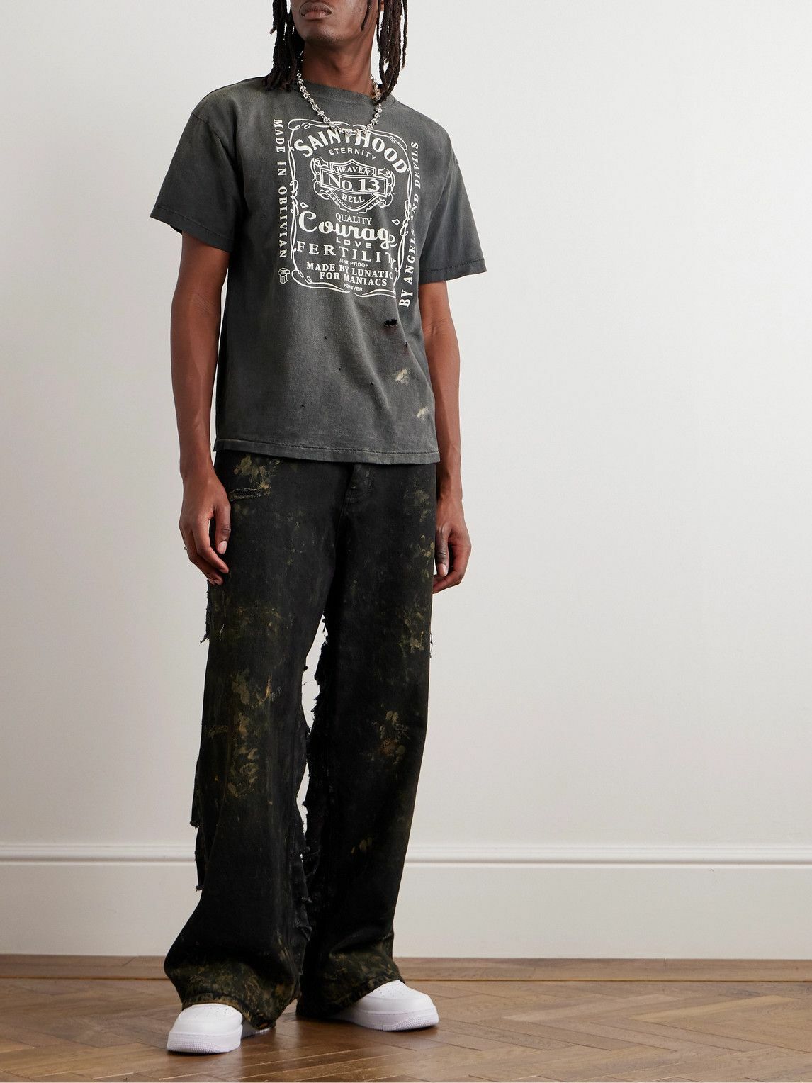 SAINT Mxxxxxx - Neighborhood Distressed Printed Cotton-Jersey T