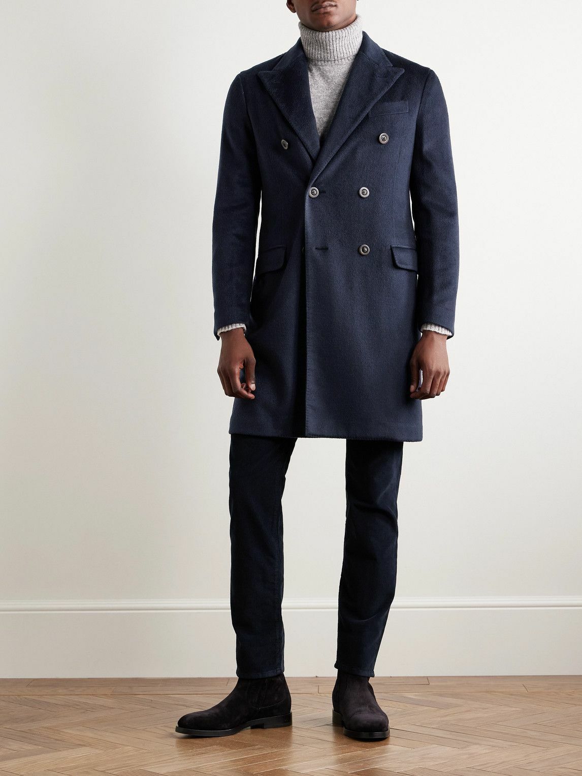 Boglioli - Double-Breasted Cashmere-Felt Coat - Blue Boglioli