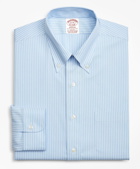 Brooks Brothers Men's Stretch Madison Relaxed-Fit Dress Shirt, Non-Iron Stripe | Blue