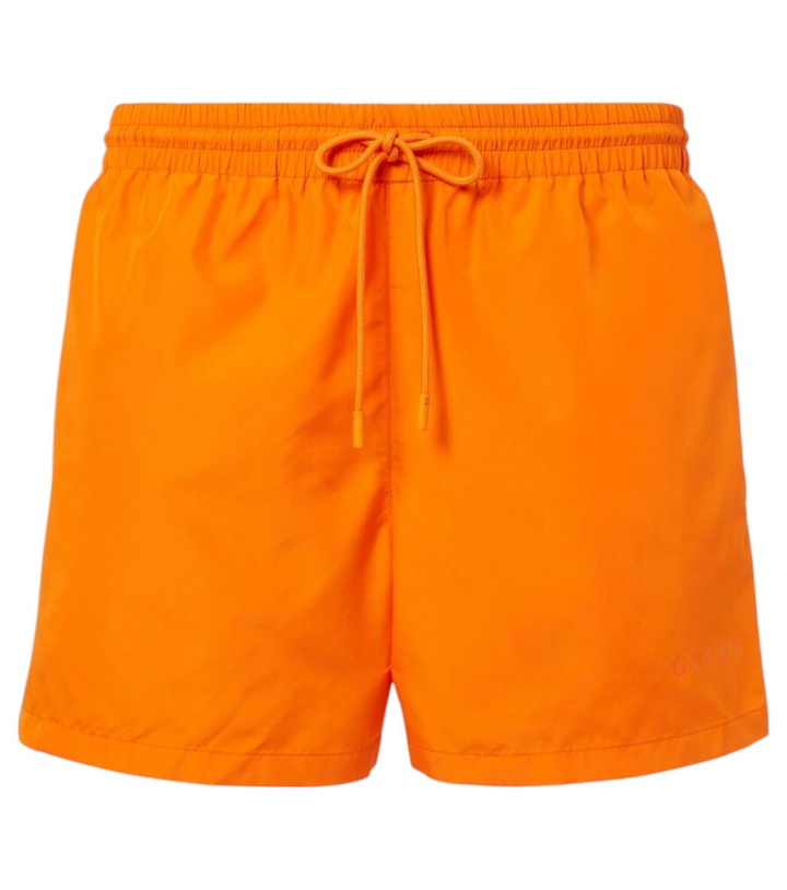 Photo: Gucci Logo poplin swim trunks