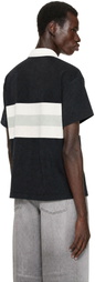 Palm Angels Black Palm Type Stripe Loose Polo