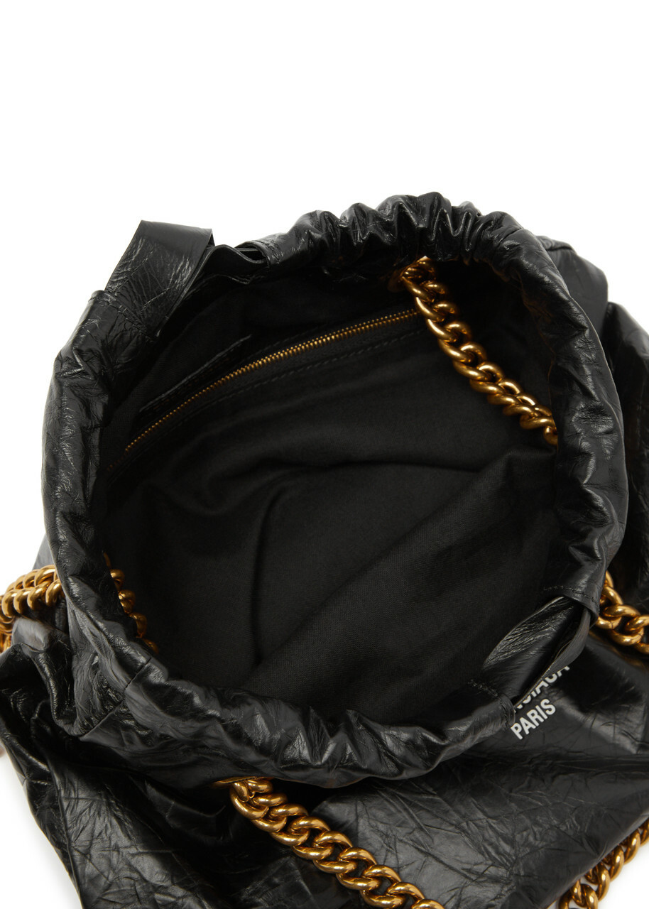 Balenciaga Crush Small Crinkled Leather Bucket bag - Black - One Size