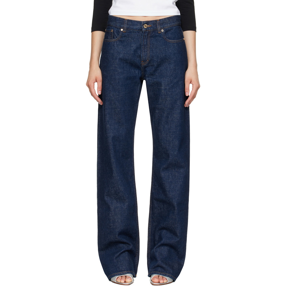 Casablanca Navy Selvedge Embroidered Laurel Jeans