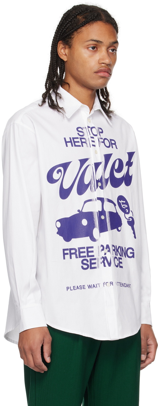 Late Checkout White Printed Shirt