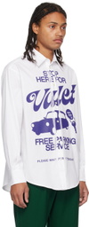 Late Checkout White Printed Shirt