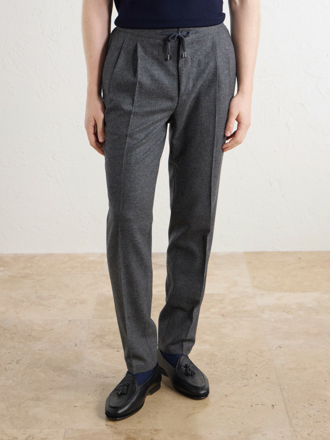 De Petrillo - Straight-Leg Wool and Cashmere-Blend Drawstring Suit Trousers - Gray