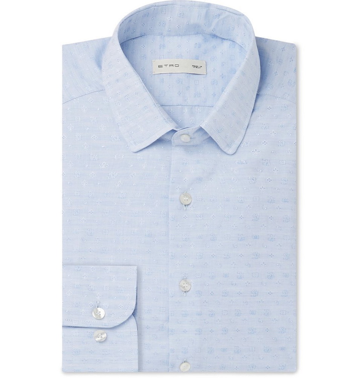 Photo: Etro - Blue Cotton-Jacquard Shirt - Blue