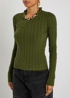 Rabanne Chain-embellished Cable-knit Jumper Khaki