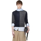 HODAKOVA Navy & Gray Knitted Patch Sweater
